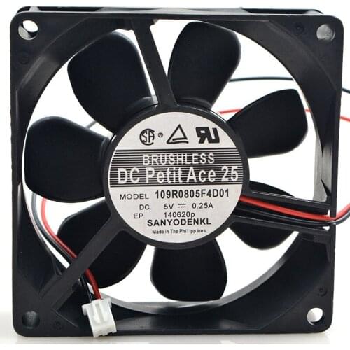 FOR Sanyo 8025 5V 0.25A 109R0805F4D01 8CM 3 wire double ball cooling fan
