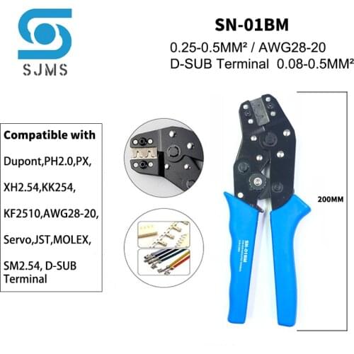 SN-01BM PH2.0 XH2.54 SM plug spring clamp terminals Crimping Tool Crimping pliers For Sq.mm 0.08-0.5 AWG28-20 D-SUB Terminals