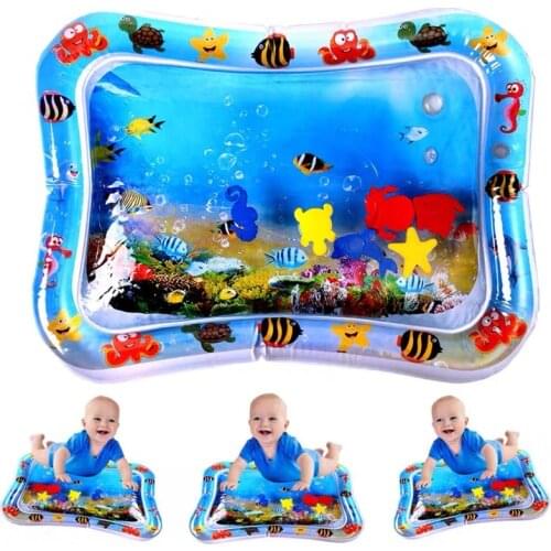 Baby Kids Water Play Mat Inflatable Infant Tummy Time Playmat Toddler for Baby Fun Activity Play Cushion Education Toy Sea World