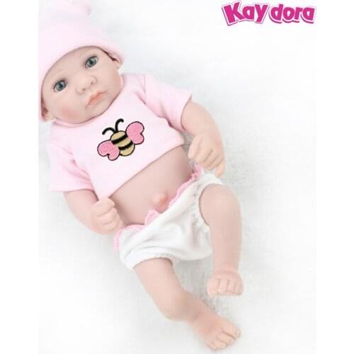 KAYDORA 10 Inch 25cm Full Vinyl Reborn Baby Dolls Handmade Bebe Lifelike Newborn Blue Eyes Boneca Baby Girl Play Alive Toys