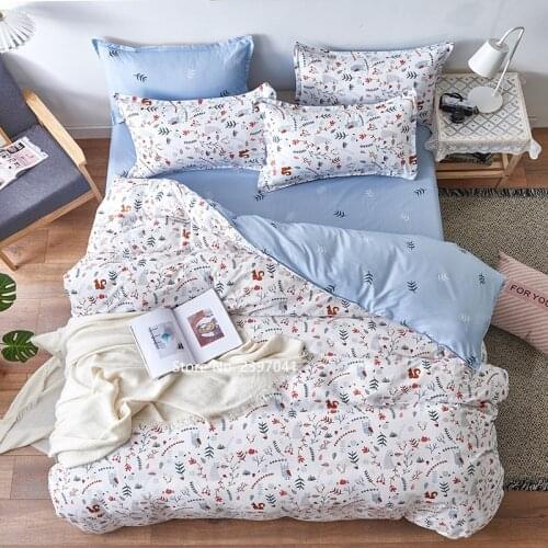 3Garden Floral Style Bedding Set Small Fresh Cartoon Bed Cover Pillowcase Bed Sheet 4 Piece Set Single Double Queen Full Size