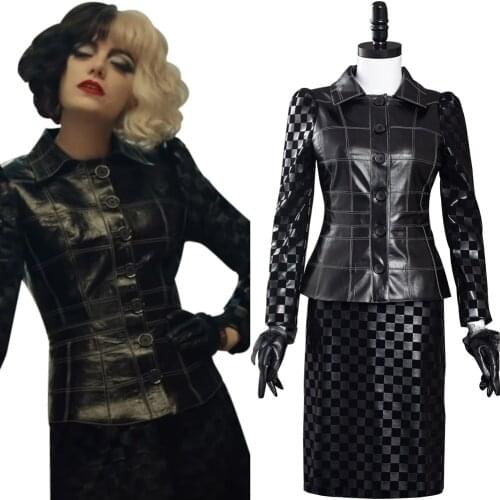 Cruella-Cruella de Vil Cosplay Costumes Outfits Halloween Carnival Suit