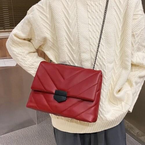 Embroidery Thread Small PU Leather Crossbody Bags For Women 2021 Trend Hand Bag Womens Branded Trending Shoulder Handbags