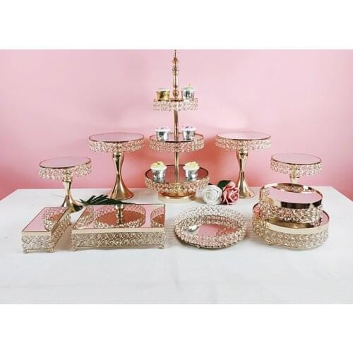 Gold Mirror Metal Cupcake stand Beautiful Tray Dessert Display Decoration Tools