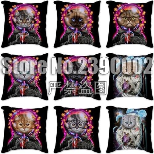 Cute Cat Print Decorative Cushions Pillowcase Polyester Cushion Cover Throw Pillow Sofa Living Room Decoration Car Pillowcover