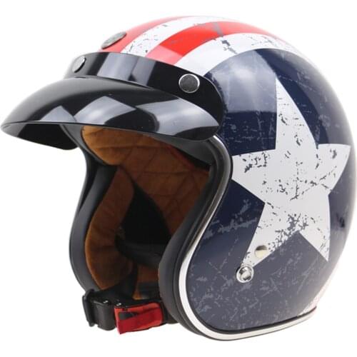America Captain Style Motorcycle Helmet DOT approved open face helmet for Man and Woman