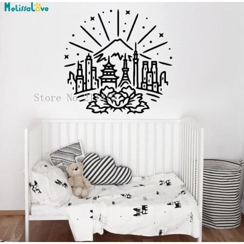 Flowers and the city Wall Sticker Decals Home Decoration For Kids Baby Room Removable Vinyl Exquisite Art Murals YT292