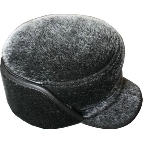 Autumn and Winter Warm New Mens Wool Hat faux MInk Fur Visors Hats Russian Ushanka Fashion Luxury Warm Ear Flaps Cap Sport cap