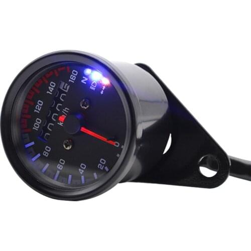 NEW Universal Motorcycle Cafe Racer Speedometer Odometer Gauge 0-160km/h Instrument with LED Retro Tachometer Indicator
