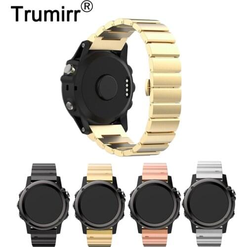 Watch Band for Garmin Fenix 3 HR 5X Stainless Steel Watchband Butterfly Buckle Strap Replacement Belt Bracelet Gold Silver Black