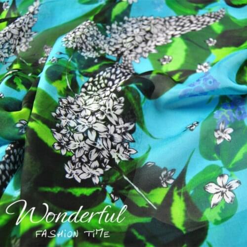 LEO&LIN White Decorative Pattern Large Wide 100% Real Silk Chiffon Spring Summer Thin Dress Cloth Fabric DIY Sewing Tissue