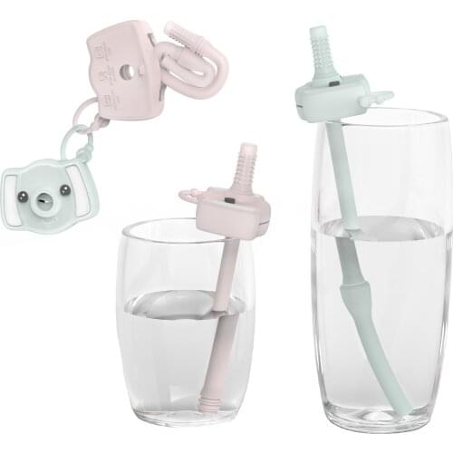 Silicone Straws Food Grade Teething Elephant Straw Flexible Bent Straight Drinking BPA Free Baby Accessory silicone cartoon