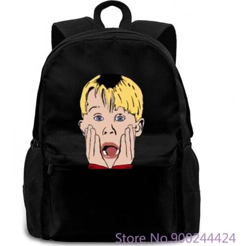 The Silo BLACK Home Alone Face Print Harajuku Mens Hipster women men backpack laptop travel school adult student