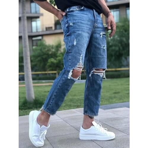 Blue Boyfriend Worn Mens Jeans