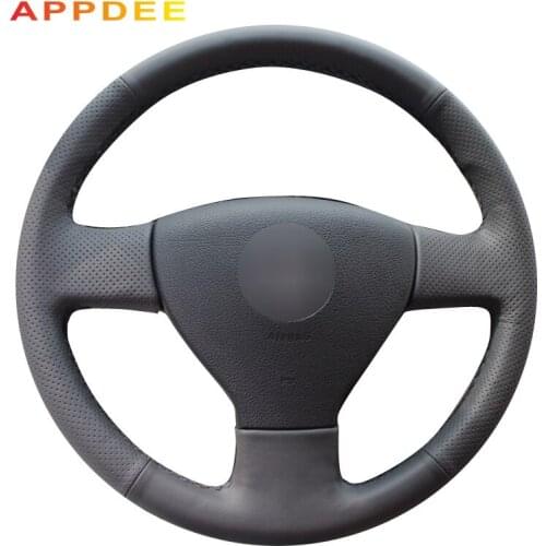 APPDEE Hand-stitched Black Leather Steering Wheel Cover for Volkswagen VW Jetta 5 2006-2010 Old J e t t a