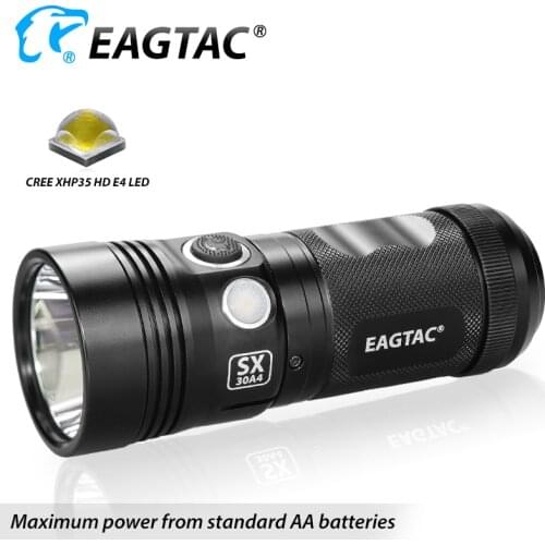 EAGTAC SX30A4 LED Flashlight XHP35 2000 Lumens AA Battery Daul Switch Five Output Levels Programmable startup level