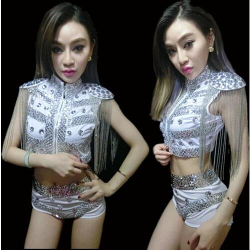 New Nightclub Sequin Suit Hip Hop Jazz Dance Costumes Modern Dance Bar Ds Performance Stage Costume Pole Dance Clothing DQS5098