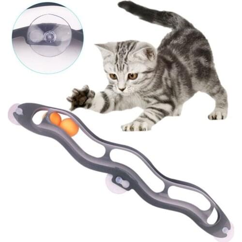 Pet Cat Interactive Toys Track Ball Funny Toy Kitten Cat Play Rolling Ball Track Toy Pet Cat Accessories On Window Door Wall