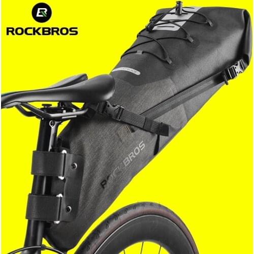 ROCKBROS Bike Bag Bicycle Saddle Bag Waterproof Bike Seat Bag 10-14L Capacity Cycling Saddle Bags Foldable Cycling Tail Rear Bag