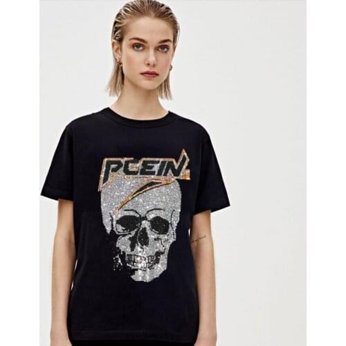 Women Plus Size Top Hot drill T Shirt Clothes Round Neck Tops Women 2020 Short Sleeve Womens Tshirts Casual