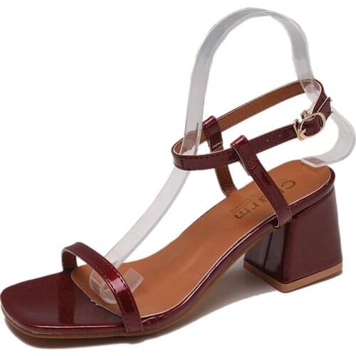 2019 New Summer Women Sandals Open Toe shoes Womens Sandals Square heel Women Shoes Korean Style Gladiator Shoes