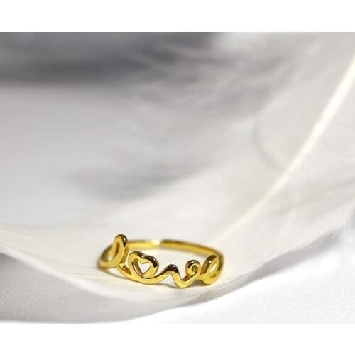 Fashion letter LOVE simple open ring S925 sterling silver ring female