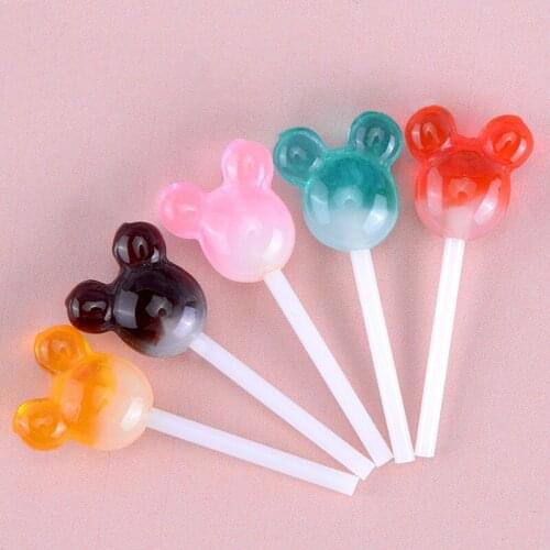 ZOCDOU 1 Piece Delicate Cat Lollipop Colorful Sweet Sharing Lolly Candy Ornament Small Statue Little Figurine Crafts Home Deco