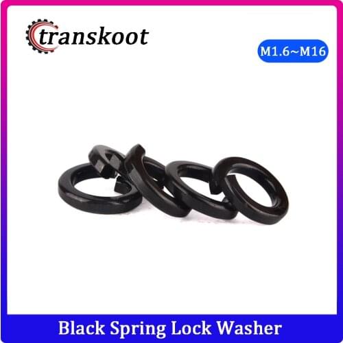 100pcs M1.6 M2 M2.5 M3 M4 M5 M6 M8 M10 M12 DIN127 Black Oxide Oxidation Carbon Steel Spring Split Washer Gasket Ring