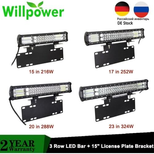 15" inch Front Bumper Number Plate Holder Mount Bracket For Jeep 4x4 Off Road SUV 4WD Auto Car LED Work Light Bar Fog Lights