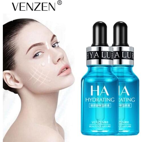 2Pcs VENZEN Hyaluronic Acid Moisturizing Face Serum Remove Fine Lines Anti-Aging Anti-Wrinkle Firming Deep Skin Care15ml