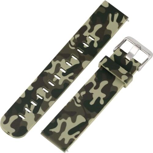 20/22MM Lug Width Quick Release Spring Bar Camouflage Green Silicone Watch Bands Replacement Watch Straps Pin Buckle