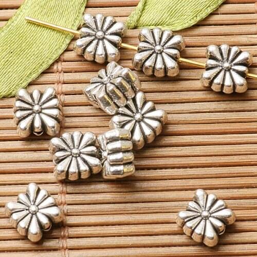 20pcs dark silver color 2sided flower spacer bead