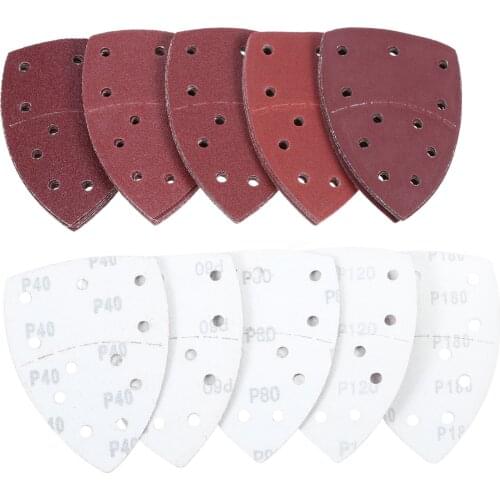 40pcs Palm Sand Paper 11 holes Grits Sanding Sheets Hook and Loop 150*150*100 Grain Disk 40-180 PSM 100a Palm Sander Polish tool