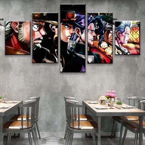 5 Piece Wall Art Canvas Anime Manga JOJO anime Figure Posters Modular Pictures Modern Bedroom Decoration The Wall Paintings