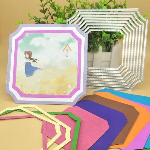 8-layer multi-layer square inner rounded photo frame decoration metal cutting mold scrapbook DIY handmade art