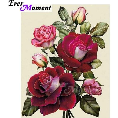 Ever Moment Diamond Painting Red Flower Picture Of Rhinestone 5D DIY Mosaic Full Square Drill Diamond Embroidery Home ASF1767