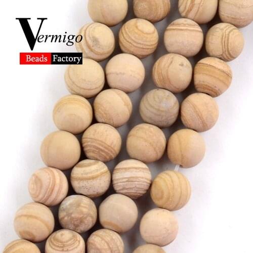 Natural Stone Dull Polished Yellow Line Wood Jaspers Beads For Jewelry Making 6 8 10mm Matte Round Beads Diy Bracelets 15