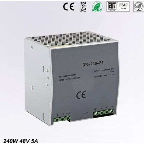Din rail Single Output Switching power supply 48v 240w DR-240-48 240W 48V 5A ac dc converter