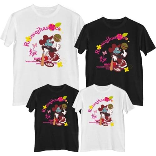 Disney Mickey Mouse T-shirt Summer Comfortable 100% cotton Fashion Women t-shirts Girl clothes mother daughter matching clothes