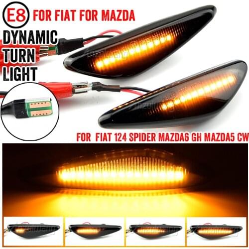 For Mazda6 GH Mazda5 CW RX-8 2Pcs Dynamic Side Maker Blinker Light LED Side Mirror Turn Signal Lights For Fiat 124 Spider Abarth