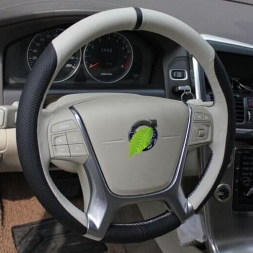 For Volvo XC60 S90 S60L XC90 S80 V60 Hand-Stitched Leather Suede Car Steering Wheel Cover Car Accessories Auto parts