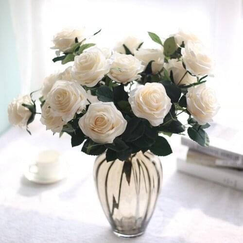 1Bunch 10 Head Artificial Rose Fake Flowers Silk Flores Artificiales Rose for Home Bridal Wedding Decoration Cheap Flower Fleurs
