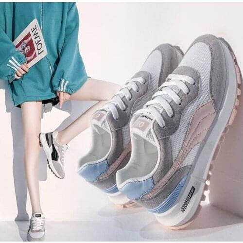 2021New Women Casual Fashion Mesh Sports Shoes Low-Top Outdoor Breathable Ladies Flat Sneakers Student Running Shoes