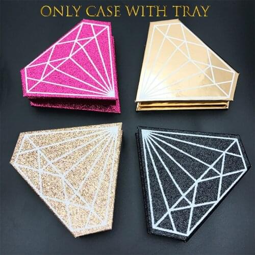 Mikiwi Wholesale 20 PC Mink Lashes Private Label Logo Packing Box Empty Case Packaging Diamond shape holography Case With Tray