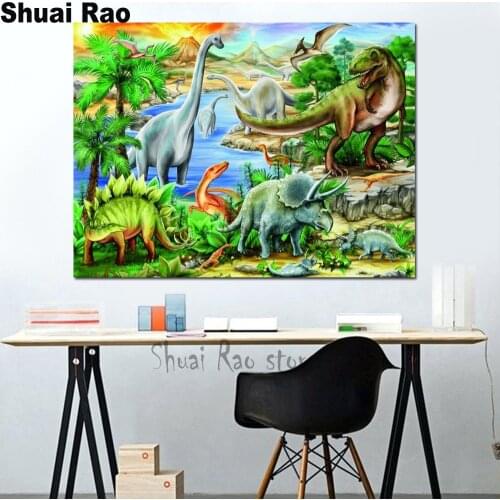 Dinosaur world diamond painting full square round cross stitching 5d diy diamond mosaic diamond embroidery cartoon kid painting