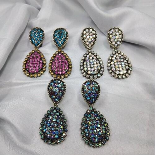 European and American models Qingdao Jewelry Earrings Trendy Fashion Fashion Full Rhinestone Glass Stud Earrings Female D98