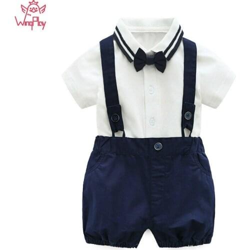 Fashion Baby Boy Clothes Gentleman Style Baby Boy Romper Set Short Sleeve Summer Baby Boy Romper Baby Boys Party Clothes