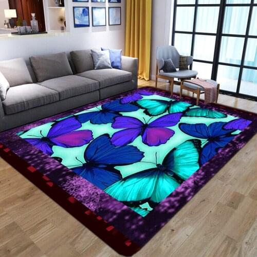 Cartoon Butterfly 3D Printing Carpets for Living room Bedroom Large Area Rugs Anti-Slip Bedside Floor Mat Nordic Home Big Carpet