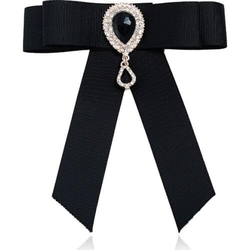 2021 New Classic Elegant Banquet Bow Brooch Black Blue Bow Pin Rhinestone Brooch Gift Jewelry Wholesale Pins