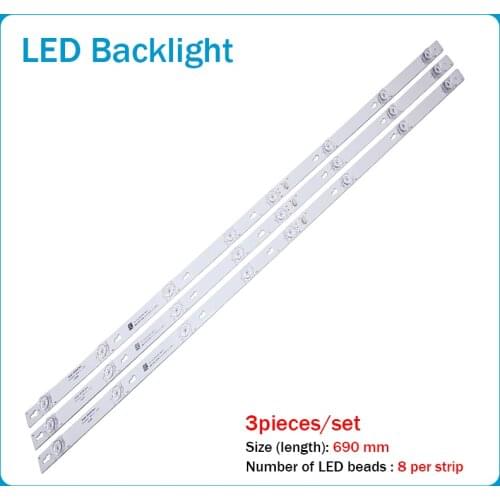 New Kit 3 PCS 8LED 69cm LED backlight strip for L40F3301B L40P-F 4C-LB4008-HR01J 40D2900 40HR330M08A6 V8 L40E5800A L40F3301B